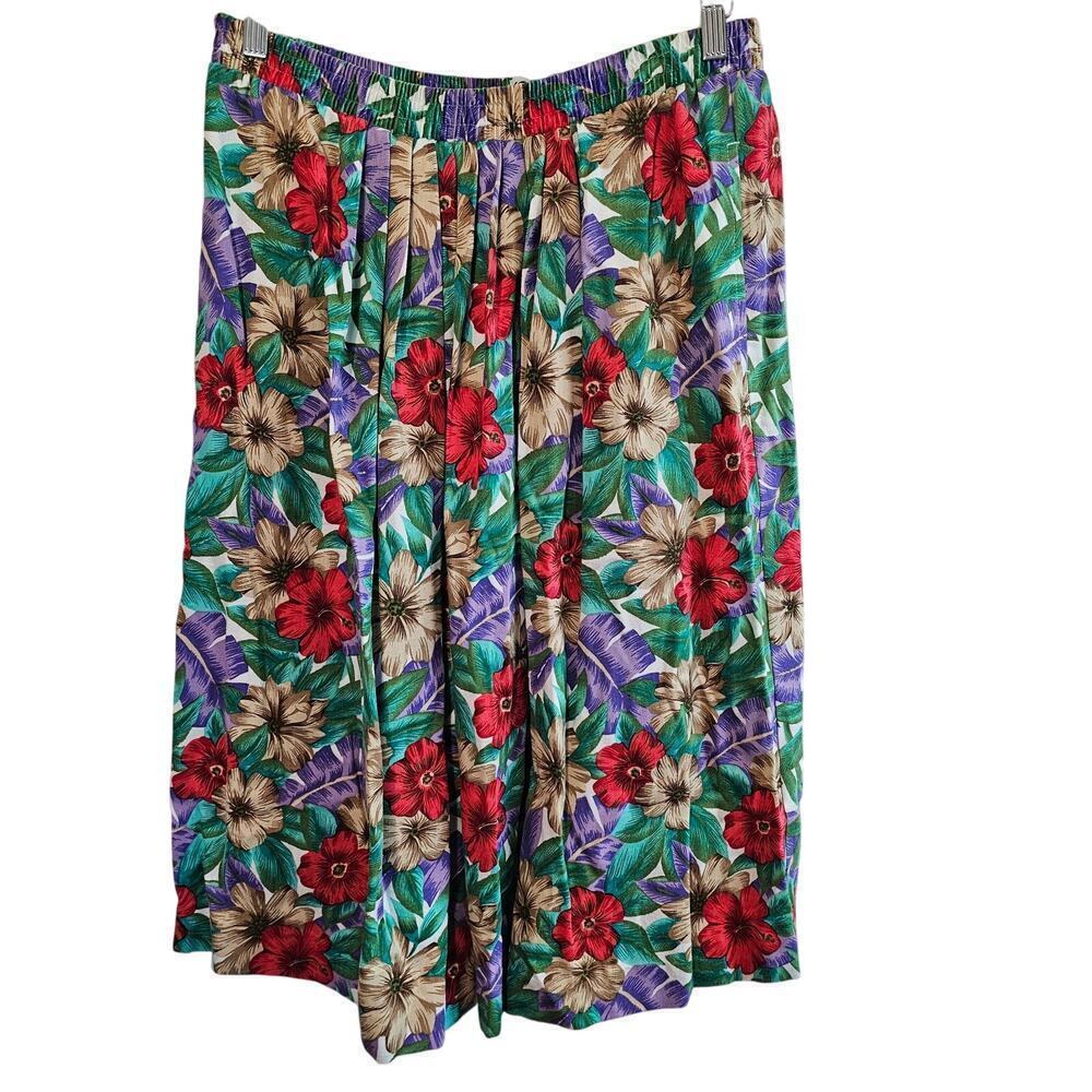 Vintage Koret Cottage 90s Skirt Womens 1X Blue Floral Midi Coquette Prairie Full